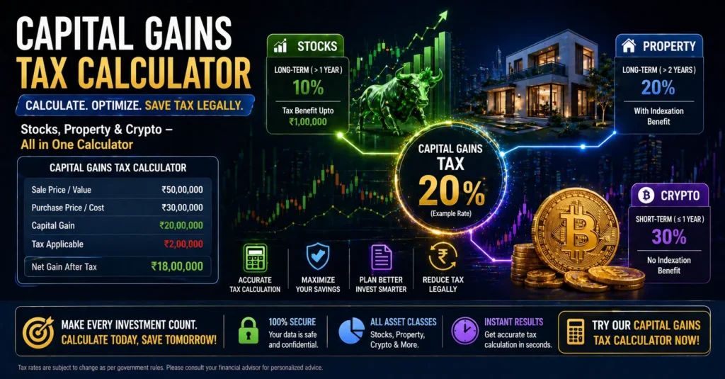 Capital Gains Tax Calculator - Stocks, Property & Crypto